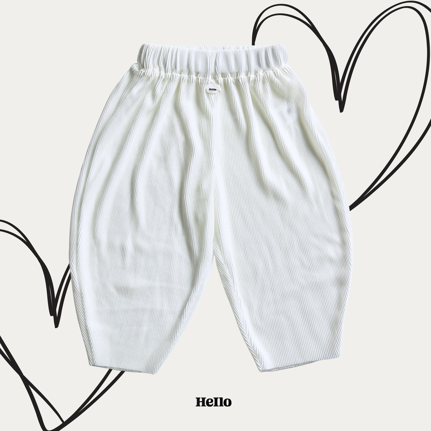 Kids Pleats Play Pants - White