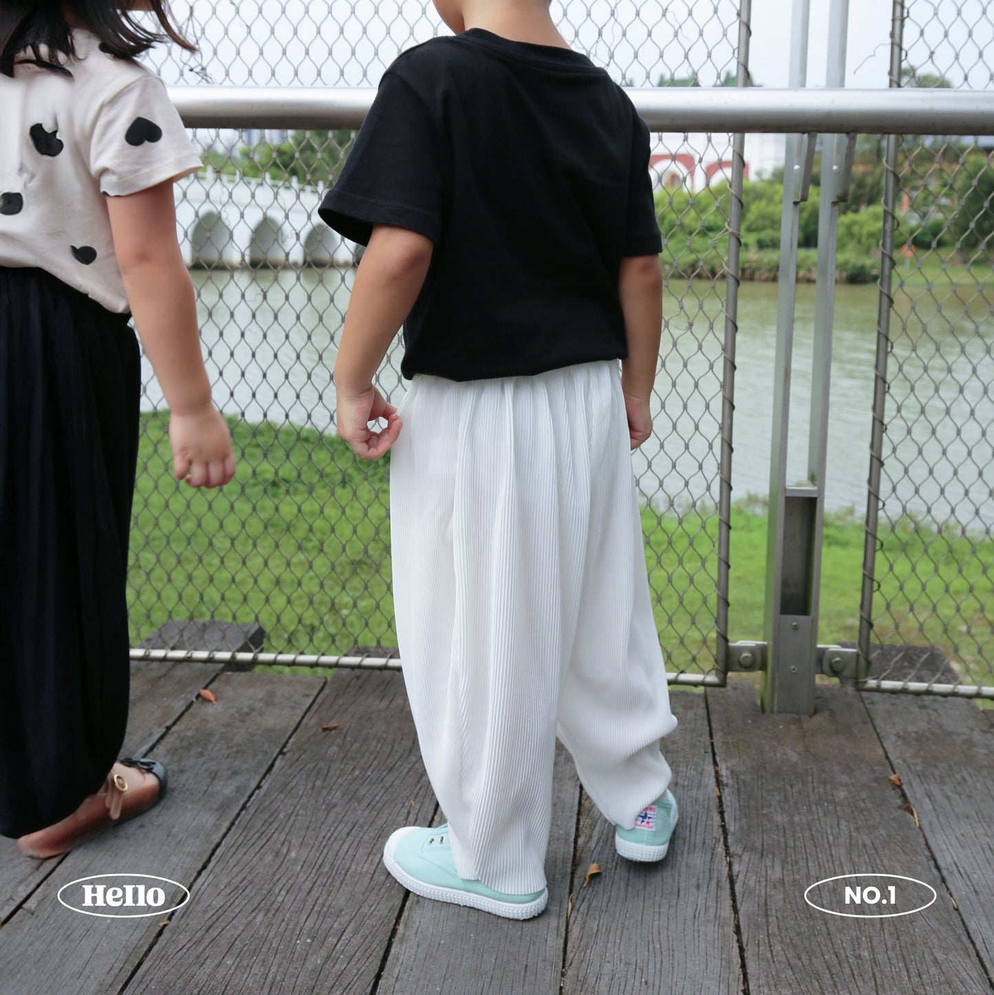 Kids Pleats Play Pants - White