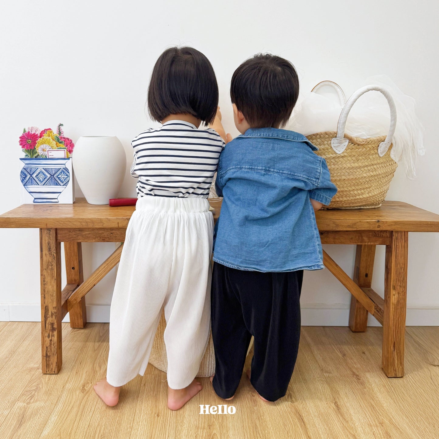 Kids Pleats Play Pants - White