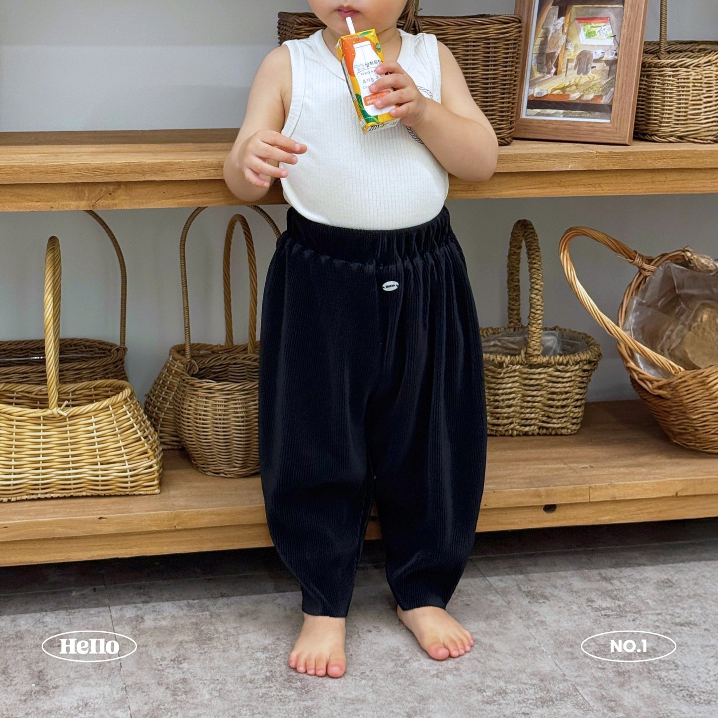 Kids Pleats Play Pants - Black