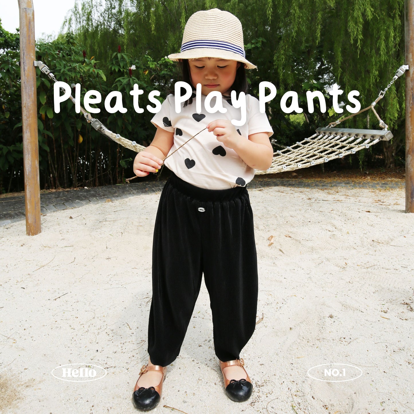 Kids Pleats Play Pants - Black