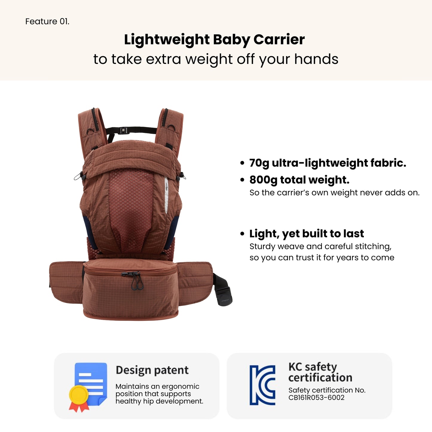 NUBE Backpack Baby Carrier – Brown