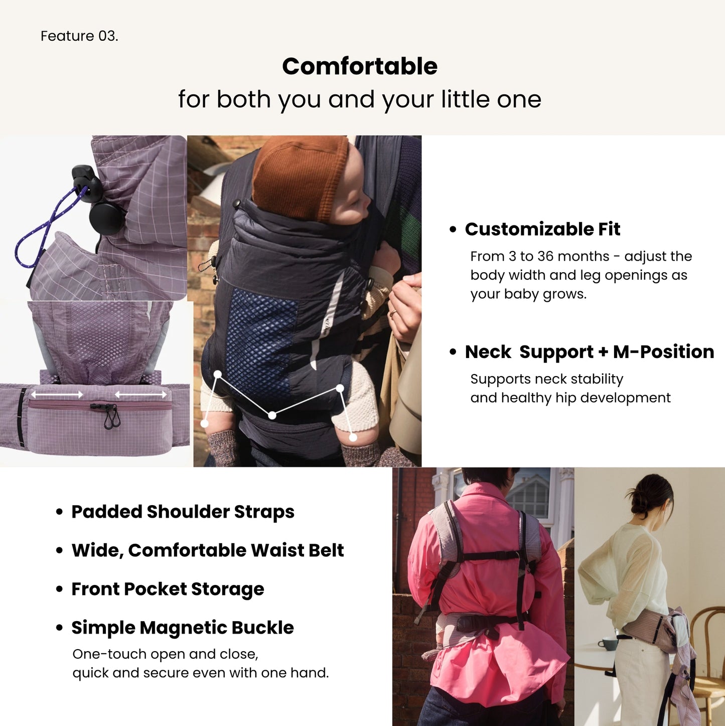 NUBE Dual Fit Packable Baby Carrier - Violet