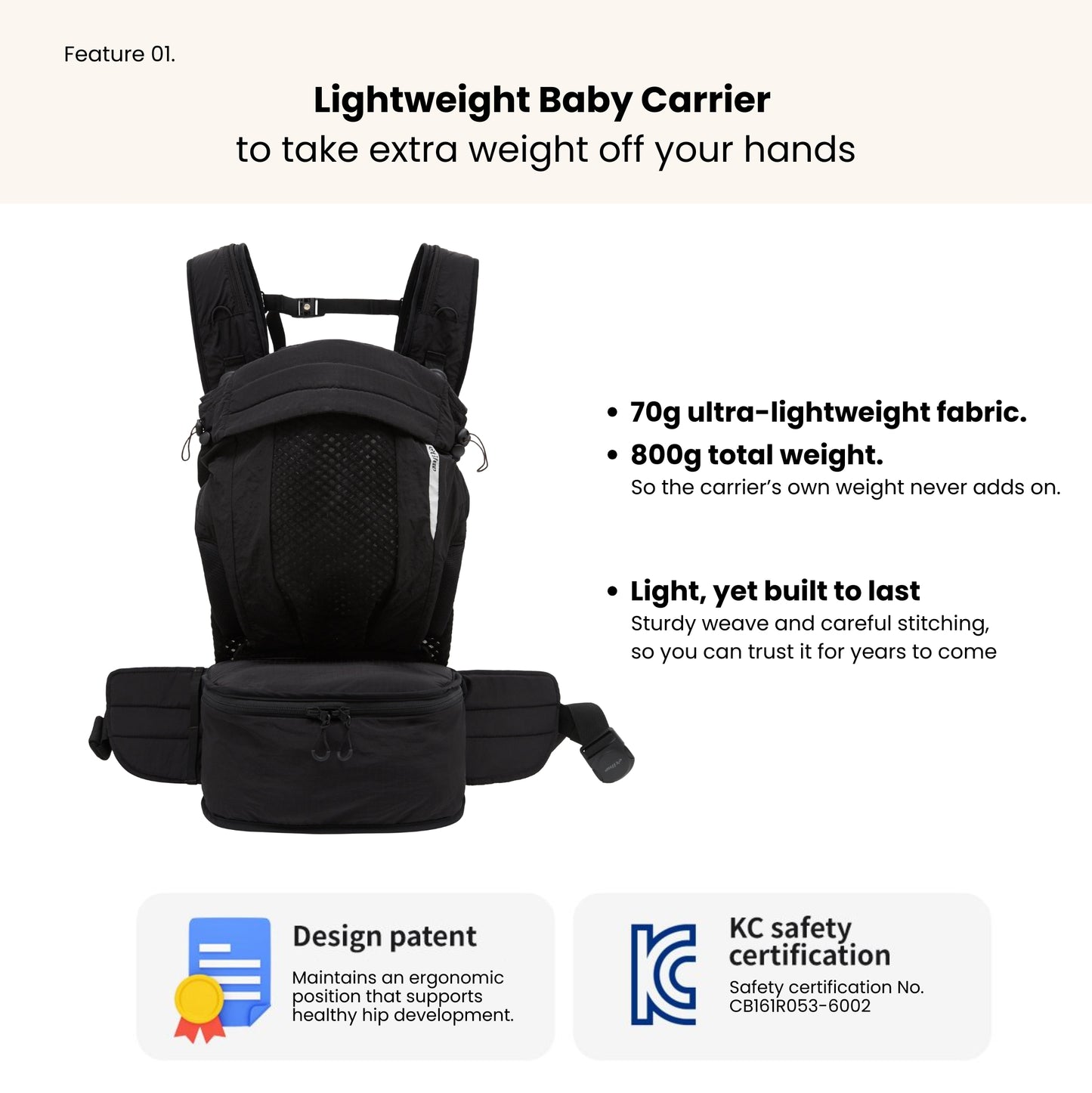 NUBE Backpack Baby Carrier – Black