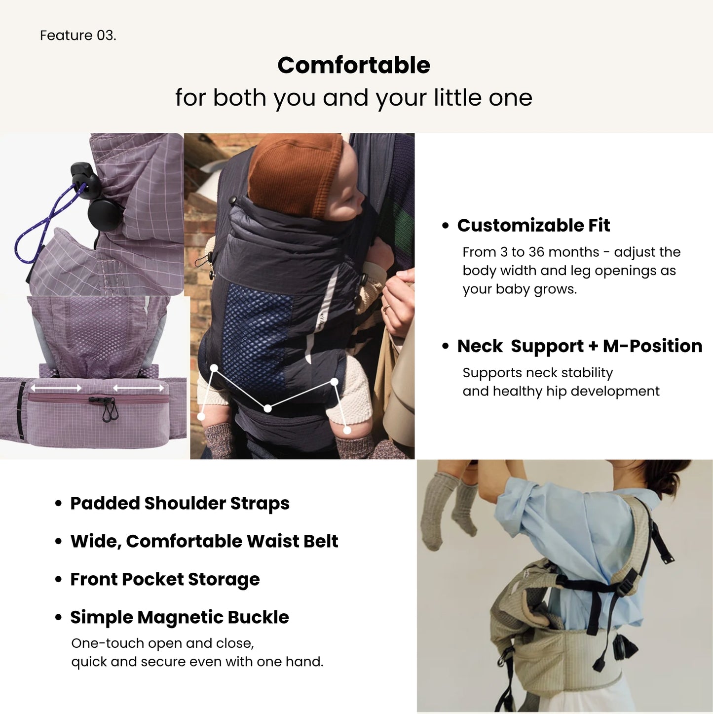 NUBE Dual Fit Packable Baby Carrier - Khaki