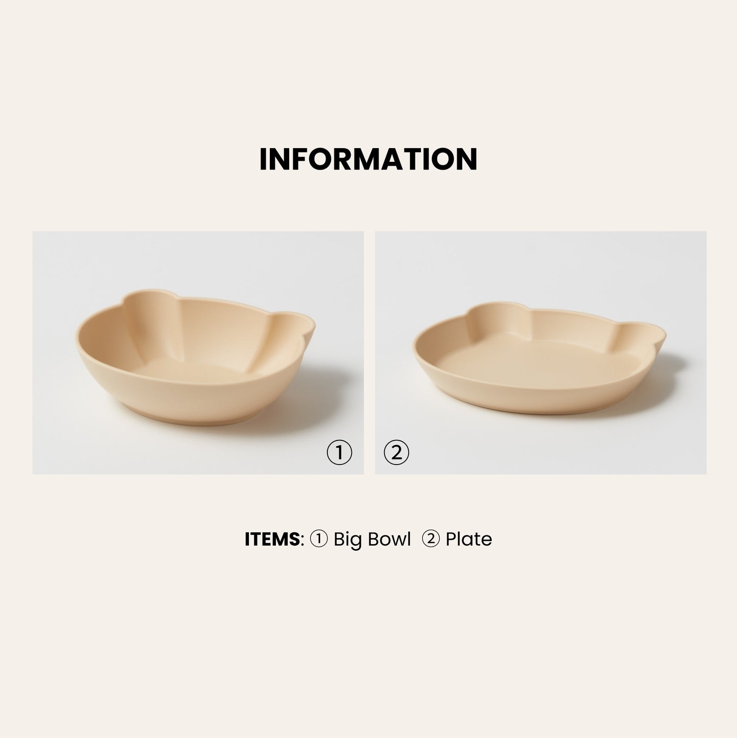 (2P) Little Bear Tableware Set – Kids Plate & Bowl for Everyday Meals