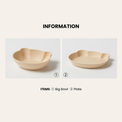 (2P) Little Bear Tableware Set – Kids Plate & Bowl for Everyday Meals