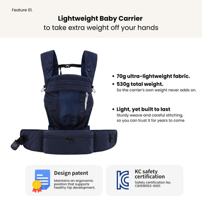 NUBE Dual Fit Packable Baby Carrier - Navy
