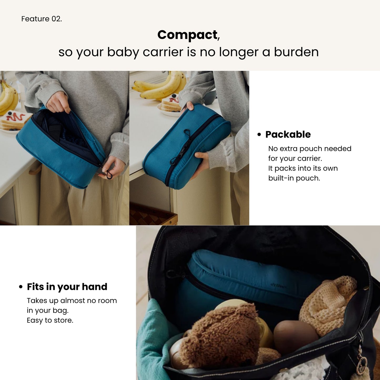 NUBE Dual Fit Packable Baby Carrier - Navy