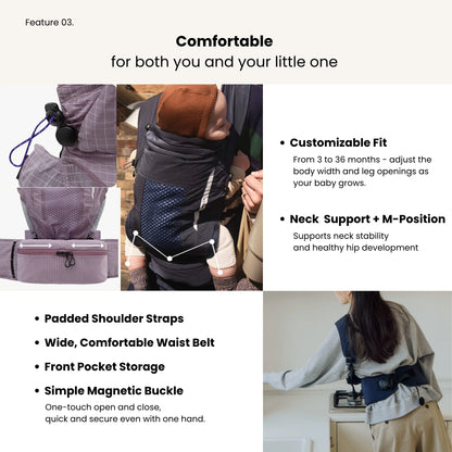 NUBE Dual Fit Packable Baby Carrier - Navy