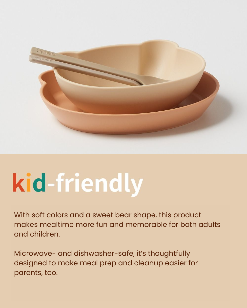 (2P) Little Bear Tableware Set – Kids Plate & Bowl for Everyday Meals