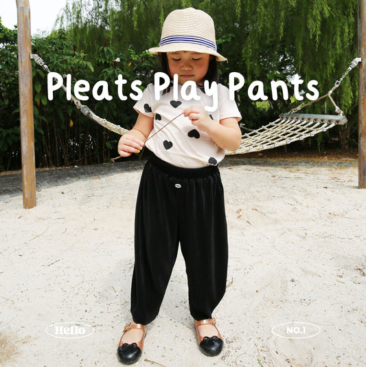 Kids Pleats Play Pants - Black