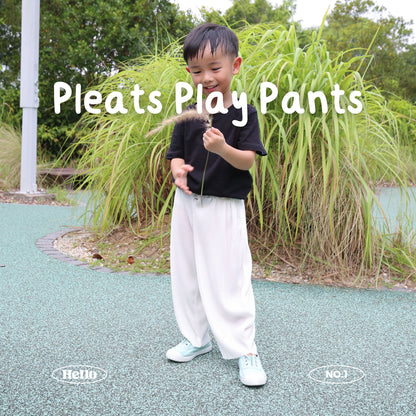 Kids Pleats Play Pants - White