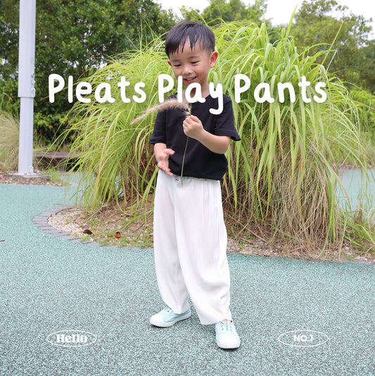 Kids Pleats Play Pants - White